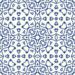 Seamless surface pattern with crossing figures. Symmetric abstract background. Circular ornament wallpaper. Lacy openwork motif. For digital paper, page fills, web design. Vector art illustration