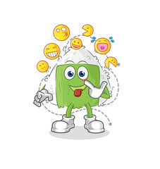 Obraz premium onigiri laugh and mock character. cartoon mascot vector
