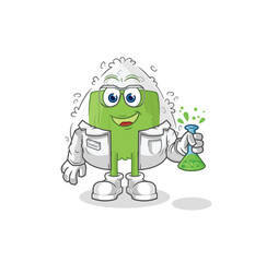 onigiri scientist character. cartoon mascot vector