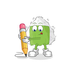onigiri write with pencil. cartoon mascot vector