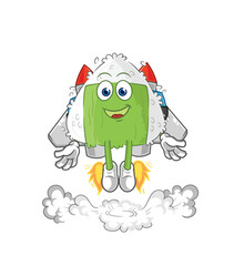 onigiri with jetpack mascot. cartoon vector