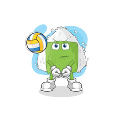 onigiri play volleyball mascot. cartoon vector