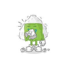 onigiri blowing nose character. cartoon mascot vector