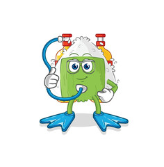 Obraz premium onigiri diver cartoon. cartoon mascot vector
