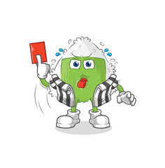Obraz premium onigiri referee with red card illustration. character vector