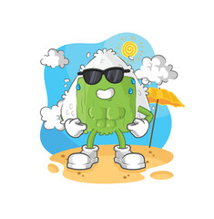onigiri sunbathing in summer. character vector