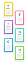 Obraz premium Vertical infographic design with icons and 6 options or steps. Thin line. Infographics business concept. Can be used for info graphics, flow charts, presentations, mobile web sites, printed materials.