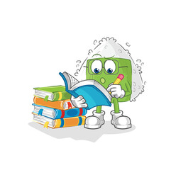 onigiri studying mascot. cartoon vector
