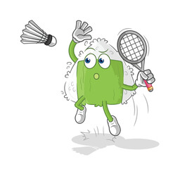 Obraz premium onigiri smash at badminton cartoon. cartoon mascot vector