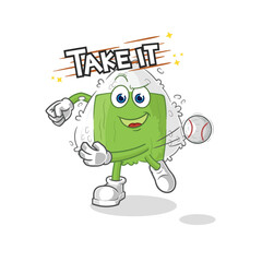 onigiri throwing baseball vector. cartoon character