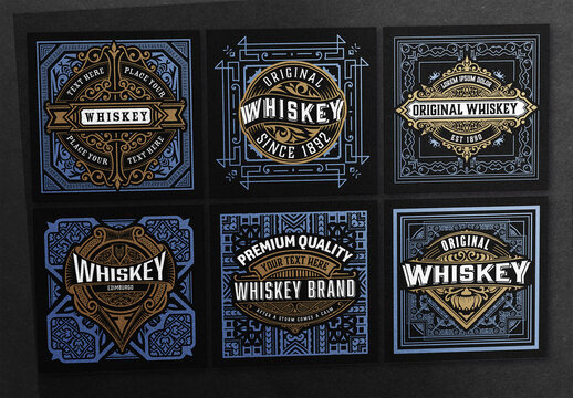 Set of 6 Vintage Labels for Packing