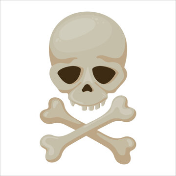 Scull with crossed bones, Jolly Roger - symbols of Pirates comic vector illustration - for Halloween, Pirate party
