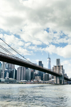 View of Manhattan from Dumbo. View of New York City from Brooklyn.