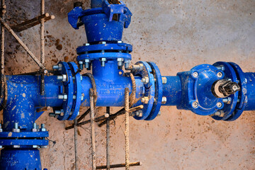 Closeup shot of a blue water pipe