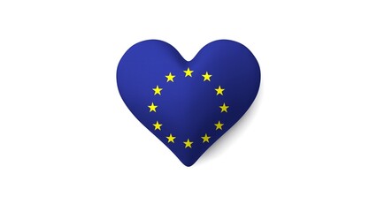 Corazón bandera Europa. 3D - obrazy, fototapety, plakaty