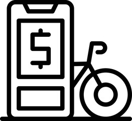 Smartphone bike rent icon outline vector. Public app. Share bicycle