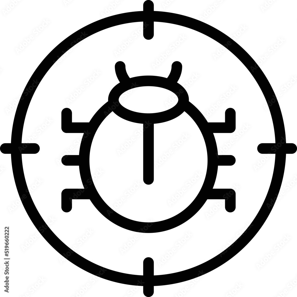 Poster bug detection icon outline vector. online security. mobile protocol