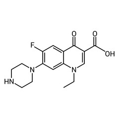 chemical structure of Norfloxacin (C16H18FN3O3)