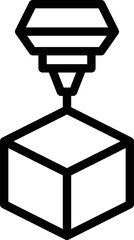 3d print cube icon outline vector. Printer design. Machine motor