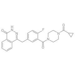 chemical structure of Olaparib (C24H23FN4O3)