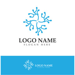 Neuron logo or nerve cell logo design,molecule logo illustration template icon with vector concept
