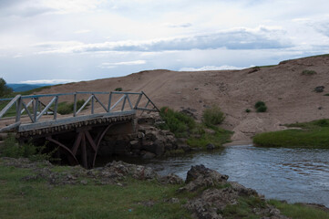 Bridge over a creek in central Mongolia.