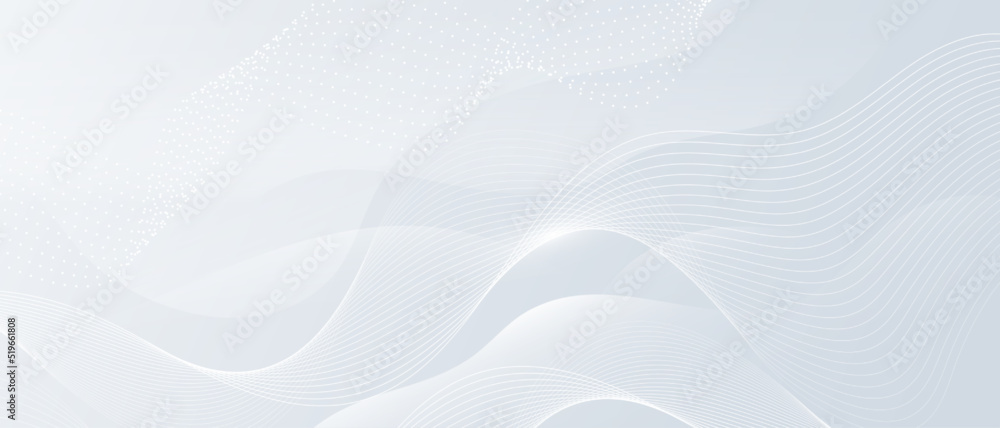 Wall mural grey white abstract background with flowing particles. digital future technology concept. vector ill