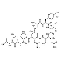 chemical structure of Oxytocin (C43H66N12O12S2)