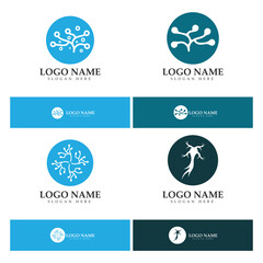 Neuron logo or nerve cell logo design,molecule logo illustration template icon with vector concept