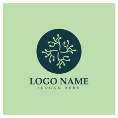 Neuron logo or nerve cell logo design,molecule logo illustration template icon with vector concept