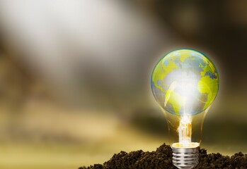Renewable Energy. Environmental protection, renewable, sustainable energy sources. The light bulb...