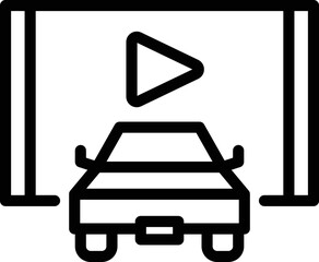 Air car cinema icon outline vector. Auto drive. Screen film