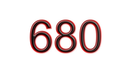 red 680 number 3d effect white background