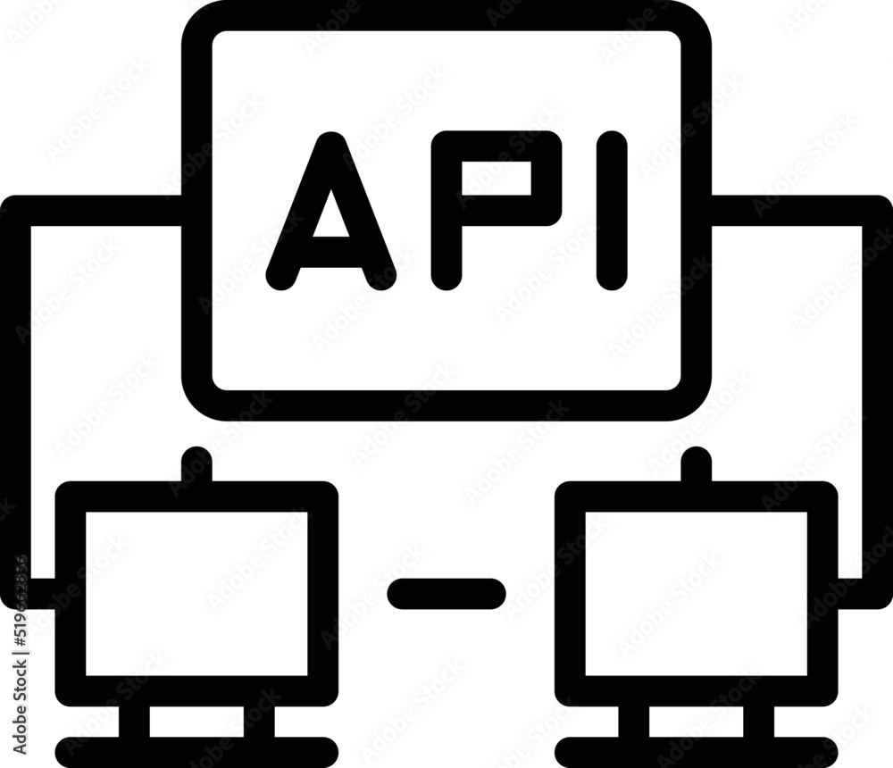 Poster api network icon outline vector. business process. web work