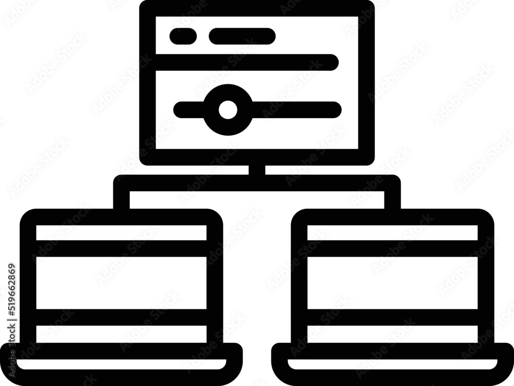 Poster computer network icon outline vector. code monitor. office system