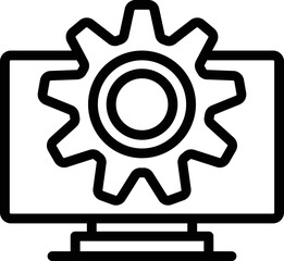 Gear team monitor icon outline vector. App code. Service system