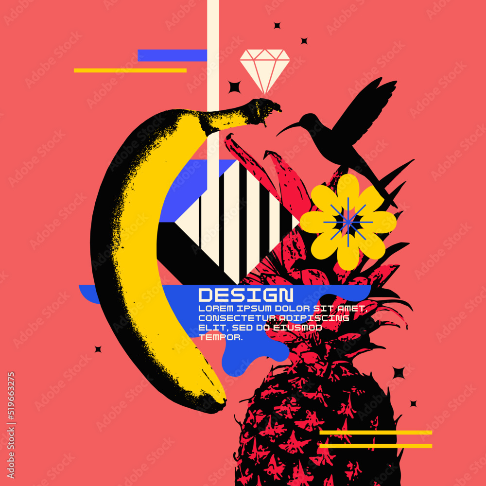 Poster vector graphics in a modern style with geometric elements. summer poster.