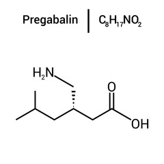 chemical structure of Pregabalin (C8H17NO2)