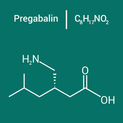 chemical structure of Pregabalin (C8H17NO2)