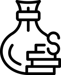 Loan money bag icon outline vector. Small bank. Check card