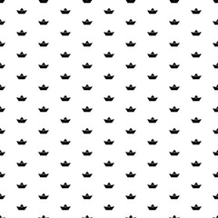 Square seamless background pattern from black paper boat symbols. The pattern is evenly filled. Vector illustration on white background