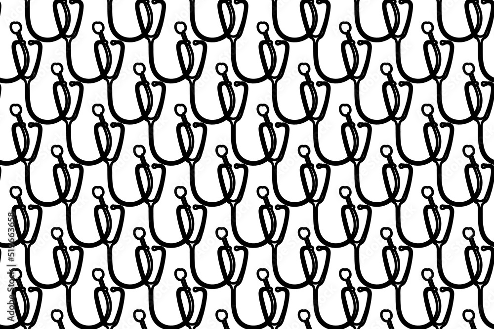 Poster seamless pattern completely filled with outlines of stethoscope symbols. elements are evenly spaced.