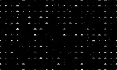 Obraz premium Seamless background pattern of evenly spaced white cloche symbols of different sizes and opacity. Vector illustration on black background with stars