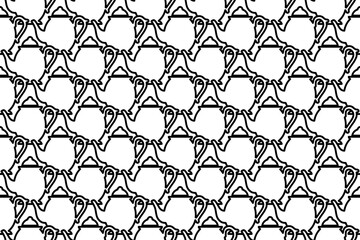 Seamless pattern completely filled with outlines of teapots. Elements are evenly spaced. Vector illustration on white background