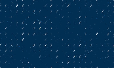 Seamless background pattern of evenly spaced white sex toy symbols of different sizes and opacity. Vector illustration on dark blue background with stars