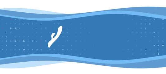 Fototapeta na wymiar Blue wavy banner with a white sex toy symbol on the left. On the background there are small white shapes, some are highlighted in red. There is an empty space for text on the right side