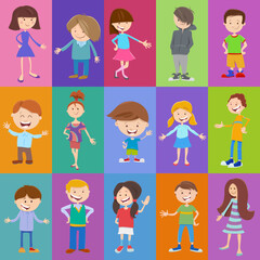 pattern or background design with cartoon children characters