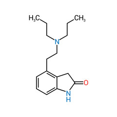 chemical structure of Ropinirole (C16H24N2O)