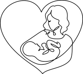 Pregnant woman with baby in heart International mothers day.