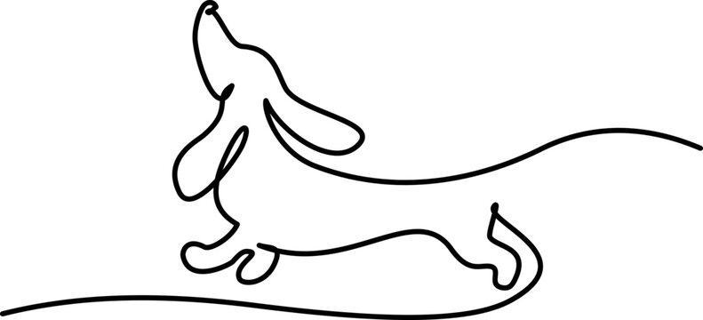 Dachshund dog running design silhouette logo one line